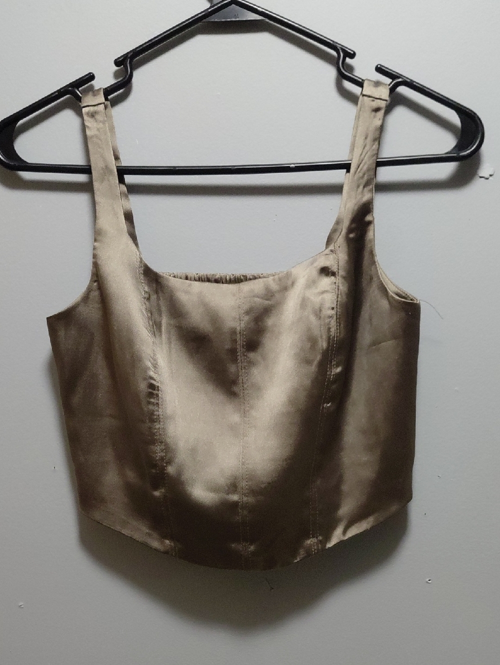 House of Harlow 1960 Satin Square-Neck Crop Top in Champagne XS